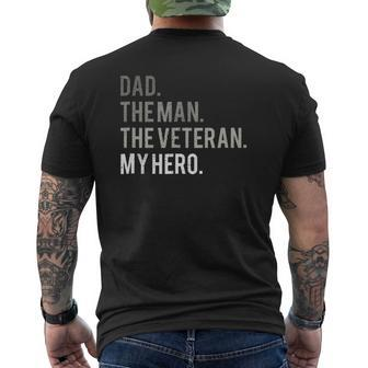 Mens Dad The Man The Veteran My Hero Father Mens Back Print T-shirt | Mazezy