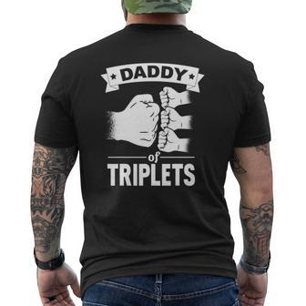Mens Dad Of Triplets Daddy Father Pregnancy Announcemet Mens Back Print T-shirt | Mazezy