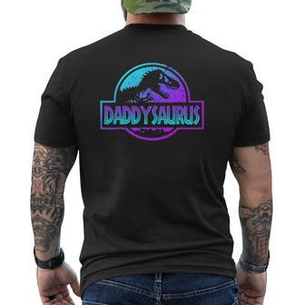 Mens Daddysaurus Dinosaurrex Father Day For Dad Mens Back Print T-shirt | Mazezy
