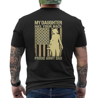 Mens My Daughter Has Your Back Proud Army Dad Military Father Mens Back Print T-shirt | Mazezy