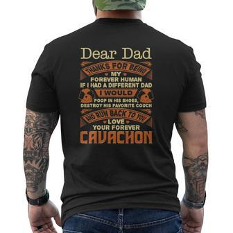 Mens Dear Dad Love Your Forever Cavachon Mens Back Print T-shirt | Mazezy DE