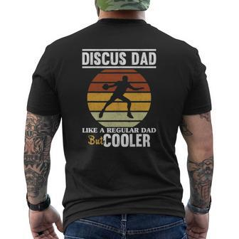 Mens Discus Dad Thrower Track And Field Father Throwing Discus Mens Back Print T-shirt | Mazezy