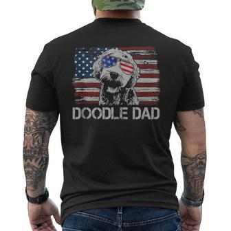 Mens Doodle Dad Goldendoodle Dog American Flag 4Th Of July Mens Back Print T-shirt - Thegiftio UK