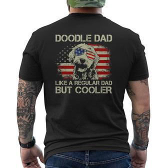 Mens Doodle Dad Goldendoodle Regular Dad But Cooler American Flag Mens Back Print T-shirt | Mazezy