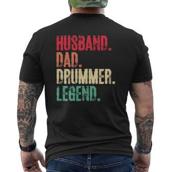Mens Drummer Dad Husband Dad Drummer Legend Retro Vintage Mens Back Print T-shirt | Mazezy
