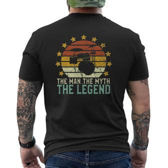 Mens Drumming Dad The Man The Myth The Legend Drum & Drummer Mens Back Print T-shirt | Mazezy