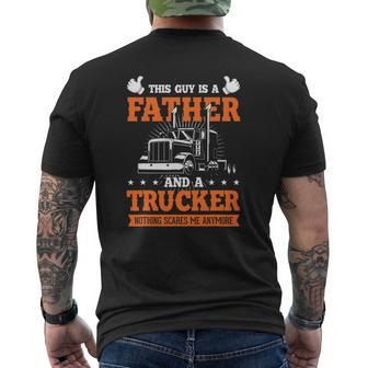 Mens Father Trucker Truck Driver Trucks Truckers Papa Road Mens Back Print T-shirt | Mazezy