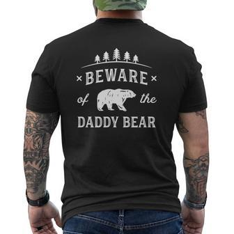 Mens Fathers Day Beware Daddy Bear Treesgift Dads Mens Back Print T-shirt | Mazezy
