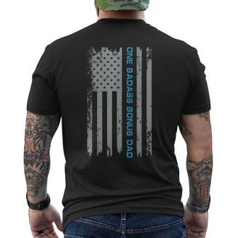 Mens Fathers Day Dad Father's One Badass Bonus Dad Us Flag Mens Back Print T-shirt - Thegiftio UK