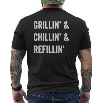 Mens Father's Day Dad's Cool Tee Grillin&Chillin&Refillin Mens Back Print T-shirt | Mazezy