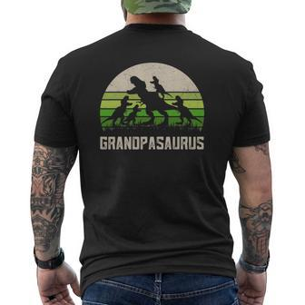 Mens Father's Day Grandpa Grandpasaurus Dinosaur 4 Kids Trex Mens Back Print T-shirt | Mazezy CA