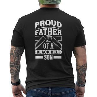 Mens Fathers Day Proud Father Of A Black Belt Son Karate Mens Back Print T-shirt | Mazezy DE