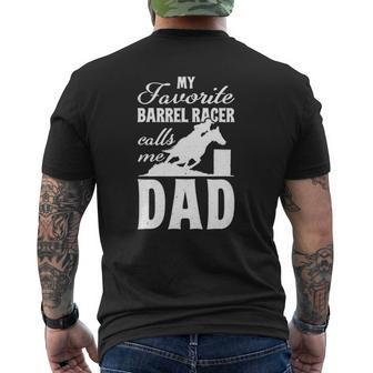 Mens My Favorite Barrel Racer Calls Me Dad Barrel Racing Mens Back Print T-shirt | Mazezy CA