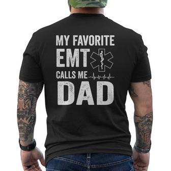 Mens My Favorite Emt Calls Me Dad Father's Day Mens Back Print T-shirt | Mazezy