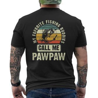 Mens My Favorite Fishing Buddies Call Me Pawpaw Fisherman Mens Back Print T-shirt | Mazezy