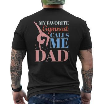 Mens My Favorite Gymnast Calls Me Dad Gymnastics Dad Mens Back Print T-shirt | Mazezy