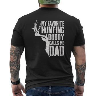 Mens My Favorite Hunting Buddy Calls Me Dad Deer Hunter Mens Back Print T-shirt | Mazezy