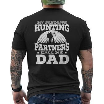 Mens My Favorite Hunting Partners Call Me Dad Deer Hunter Mens Back Print T-shirt | Mazezy