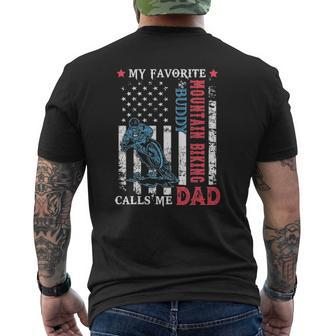 Mens My Favorite Mountain Biking Buddy Calls Me Dad Father's Day Mens Back Print T-shirt | Mazezy