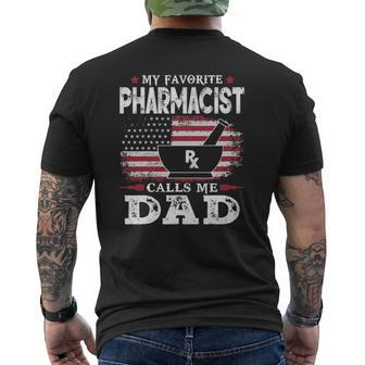 Mens My Favorite Pharmacist Calls Me Dad Usa Flag Father's Day Mens Back Print T-shirt | Mazezy