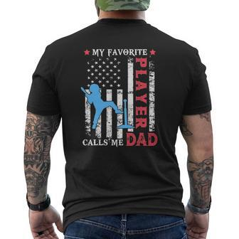 Mens Favorite Tee Ball Player Calls Me Dad Usa Flag Father's Day Mens Back Print T-shirt | Mazezy