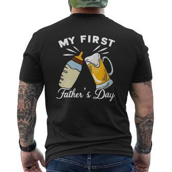 Mens My First Father's Day Dad Mens Back Print T-shirt | Mazezy