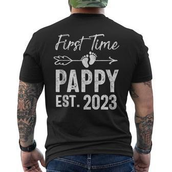 Mens First Time Fathers Day Promoted To Pappy 2023 New Grandpa Mens Back Print T-shirt - Thegiftio
