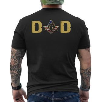 Mens Freemason Masonic Dad Us Flag 4Th Of July Fathers Day Mens Back Print T-shirt - Thegiftio UK