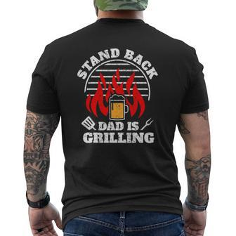 Mens Bbq Smoker Stand Back Dad Is Grilling Fathers Day Mens Back Print T-shirt | Mazezy