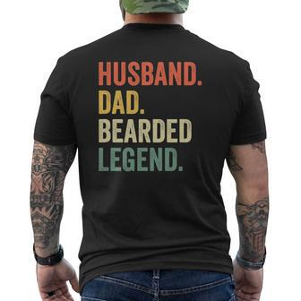 Mens Bearded Husband Dad Beard Legend Vintage Mens Back Print T-shirt | Mazezy