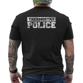 Mens Father's Day Dad Thermostat Police Mens Back Print T-shirt | Mazezy