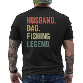 Mens Fisherman Husband Dad Fishing Legend Vintage Mens Back Print T-shirt | Mazezy
