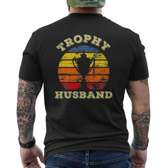 Mens Husband Dad Vintage Retro Sunset Trophy Fathers Day Mens Back Print T-shirt | Mazezy