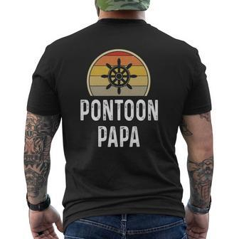 Mens Pontoon Papa Boat Owner Grandpa Dad Retro Mens Back Print T-shirt | Mazezy