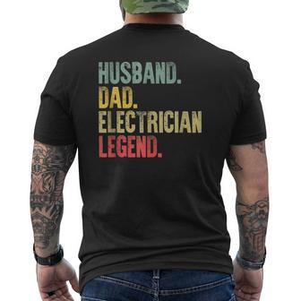 Mens Vintage Husband Dad Electrician Legend Retro Mens Back Print T-shirt | Mazezy