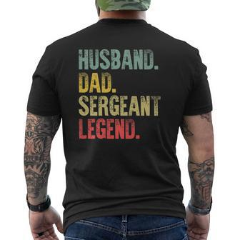 Mens Vintage Husband Dad Sergeant Legend Retro Mens Back Print T-shirt | Mazezy