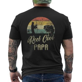 Mens Vintage Reel Cool Papa Fish Fishing Father's Day Mens Back Print T-shirt | Mazezy AU
