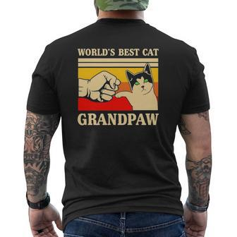 Mens World's Best Cat Grandpaw Mens Back Print T-shirt | Mazezy