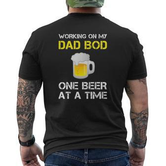 Mens S Working On My Dad Bod One Beer At A Time Tee Mens Back Print T-shirt | Mazezy