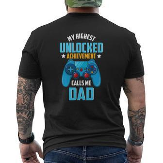Mens Gamer Dad Unlocked Video Games Gaming Father's Day Mens Back Print T-shirt | Mazezy