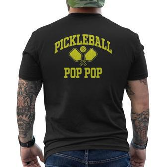 Mens For Pickleball Player Pickleball Grandparent Pop Pop Mens Back Print T-shirt | Mazezy