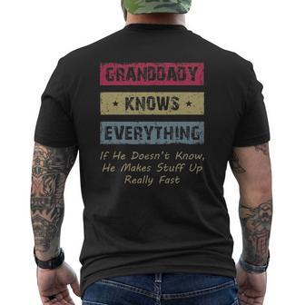 Mens Granddaddy Knows Everything Humor Saying Retro Grandpa Mens Back Print T-shirt | Mazezy CA