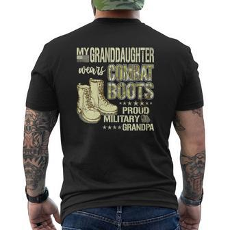 Mens My Granddaughter Wears Combat Boots Proud Military Grandpa Mens Back Print T-shirt | Mazezy CA