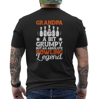 Mens Grandpa A Bit Grumpy But An Absolute Bowling Legend Mens Back Print T-shirt | Mazezy