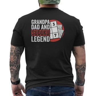 Mens Grandpa Dad And Sudoku Legend Sudoku Puzzle Solving Mens Back Print T-shirt | Mazezy