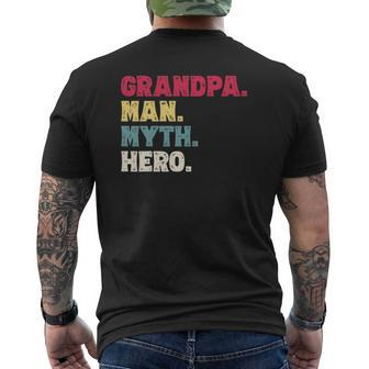 Mens Grandpa Man Myth Hero Father's Day Vintage Mens Back Print T-shirt | Mazezy
