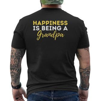 Mens Happiness Is Being A Grandpa Grandfather Granddad Gramps Mens Back Print T-shirt | Mazezy