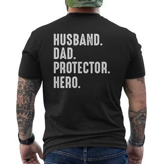 Mens Husband Dad Protector Hero Father's Day Mens Back Print T-shirt | Mazezy