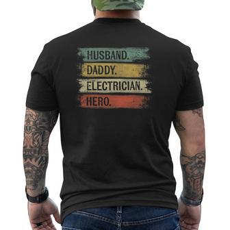 Mens Husband Daddy Electrician Hero Lineman Dad Mens Back Print T-shirt | Mazezy