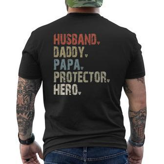 Mens Husband Daddy Papa Protector Hero Mens Back Print T-shirt | Mazezy